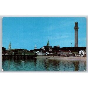 Postcard Massachusetts Provincetown Center of Town and Pilgrim Memorial Monument